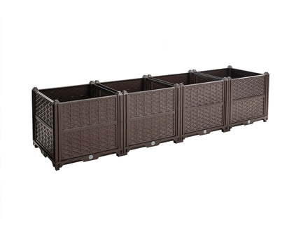 Indoor / Outdoor Rectangular Plastic Planting Box Kit For Vegetables, Herbs, Flowers & Succulents, Coffee, Polypropylene, 62.80" - Coffee