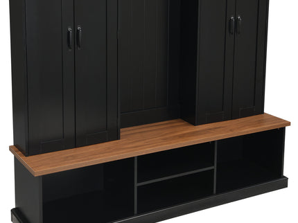 Entryway Hall Tree With Bench, 3 Top Cubbies & Bottom Storage Space