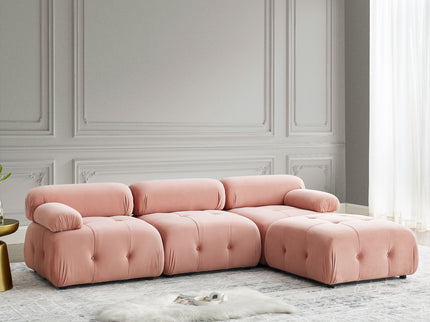 Modular Sectional Sofa, Button Tufted Design With Diy L-Shaped Layout, Reversible Ottoman