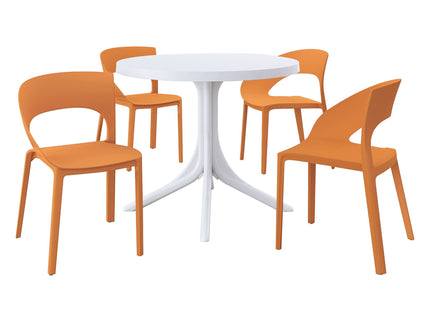 4 Piece Set Of Modern Designed Single Chairs With Round Table