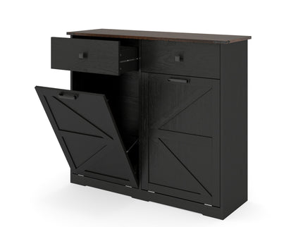 Double Tilt Out Trash Cabinet With Hideaway Drawer And Barn Door Style