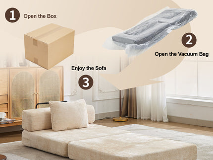 Convertible Floor Sofa Bed With Fixed Shape Frame For Living Room
