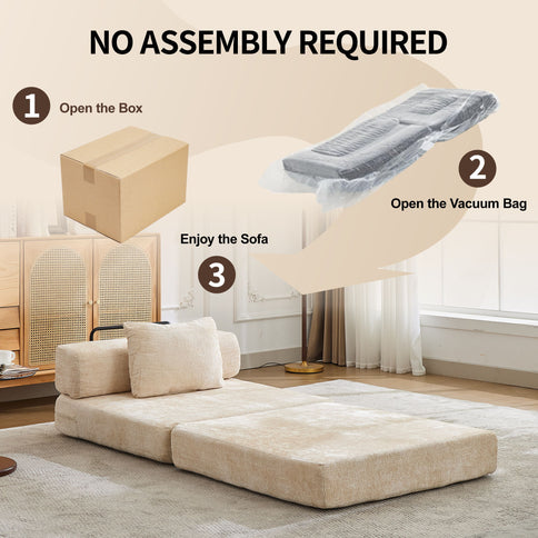 Convertible Floor Sofa Bed With Fixed Shape Frame For Living Room