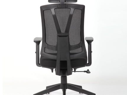 Office Chair With Adjustable Headrest & Back, High Back Swivel - Black