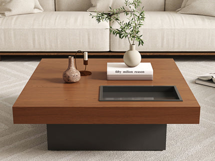 Square Floating Coffee Table For Living Room - Dark Walnut