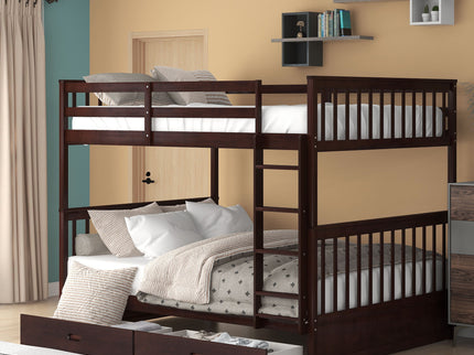 Bunk Bed With Ladders And 2 Storage Drawers