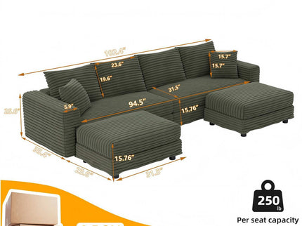 Modern Comfy Upholstered Sofa Cloud Couch & Deep Seat Couches