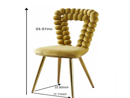 Modern Chair With Iron Tube Legs, Soft Cushions And Comfortable Backrest, Suitable For Dining Room, Living Room, Cafe, Hairball Back