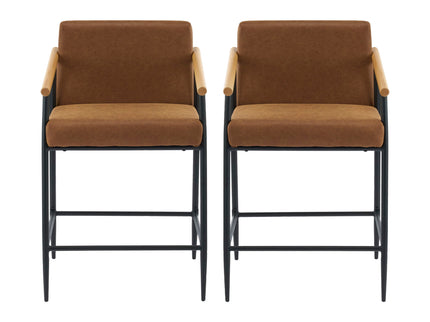 Mid Century Modern Counter Stool Set With Iron Frame