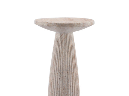Fluted Pedestal Round Coffee Table - Beige / Yellow