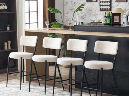 Modern Teddy Fabric Upholstered Bar Stools - Legs