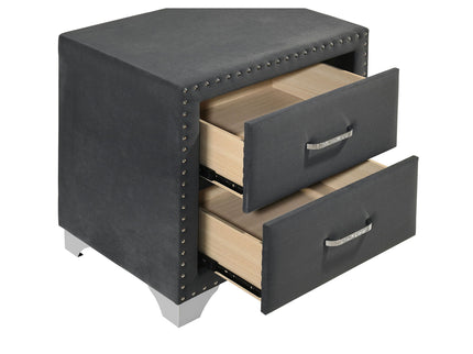 Upholstered 2 Drawer Nightstand With Accents