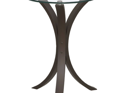 Helena - Round Glass Top Accent Side Table - Cappuccino