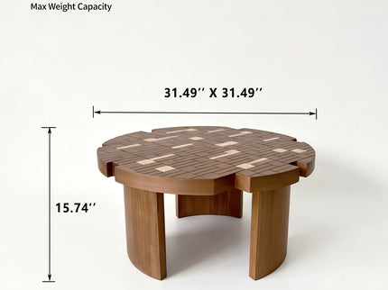 Round End Table For Living Room - Brown / Yellow