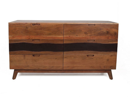Sierra 6 Drawer Sideboard, Wood Credenza / Cabinets / Chests / Nightstands - Natural Wood / Brown