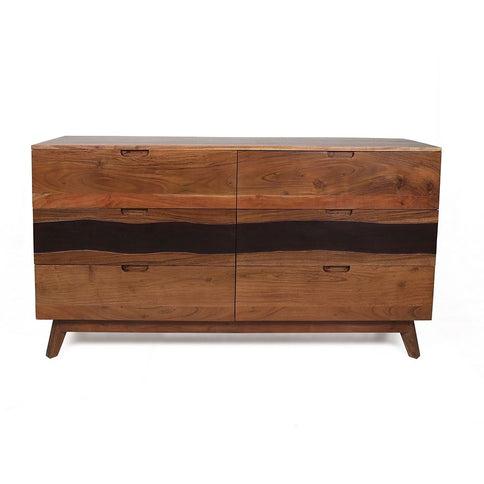 Sierra 6 Drawer Sideboard, Wood Credenza / Cabinets / Chests / Nightstands - Natural Wood / Brown