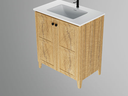 Folding Floor Cabinet With Ceramic Sink, Space Saving