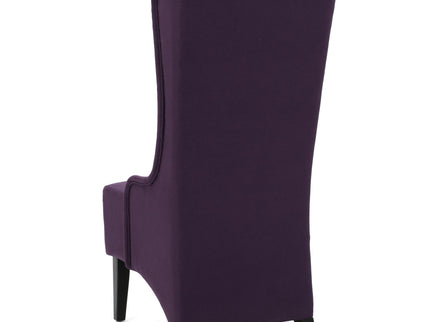 Fabric Dining Chair With High Back And Birch Wood Legs - Plum