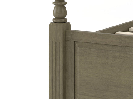 Farmhouse Platform Bed Frame With Tall Linen Upholstered Headboard