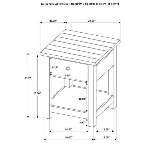 Castleton - 1 Drawer Wood End Table With Shelf