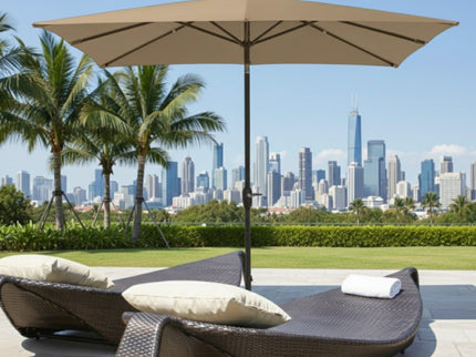 Rectangular Patio Umbrella With Crank Tilt, Polyester UV-Resistant Canopy