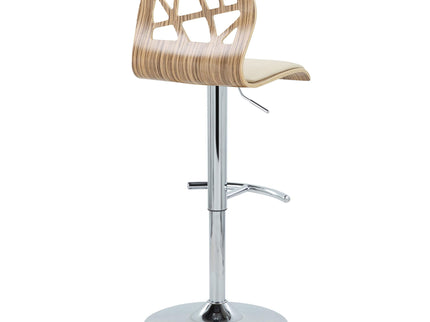 Folia - Mid Century Modern Adjustable Barstool With Swivel With Rounded T Footrest (Set of 2)