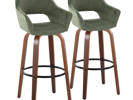 Mustang - Contemporary Fixed Height Barstool With Swivel & Round Footrest (Set of 2)