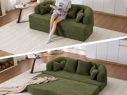 Foldable Sofa Bed, Boneless Couch Convertible Sleeper With 4 Pillows
