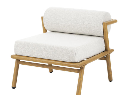 La Fiora - Outdoor Patio Iron Club Chair (Set of 2) - Off White / Teak