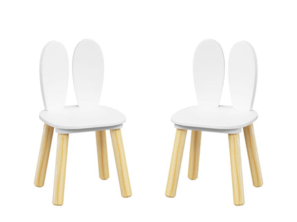 Rabbit Themed Table And 2 Chairs Set - White
