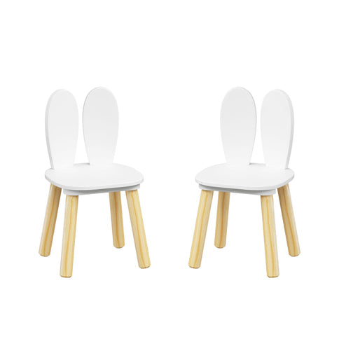 Rabbit Themed Table And 2 Chairs Set - White