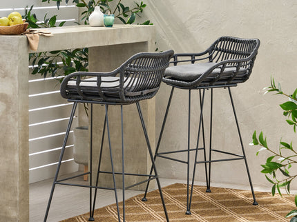 Outdoor Rattan Bar Chair With Metal Legs