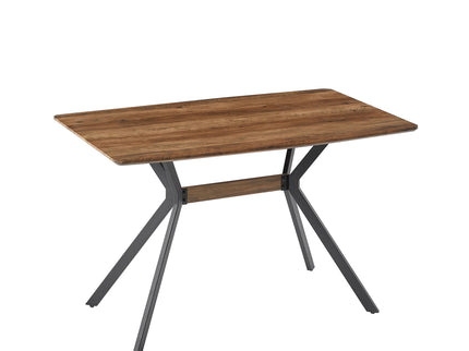 Modern Minimalist Style Dining Table MDF Wooden Top Metal Shelf Metal Heat Transfer Legs Leveling Feet For Dining Room Kitchen Office Table - Walnut / Black
