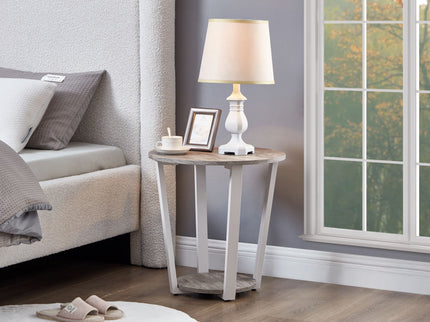 Elysian - Contemporary Round End Table With Shelf - Gray
