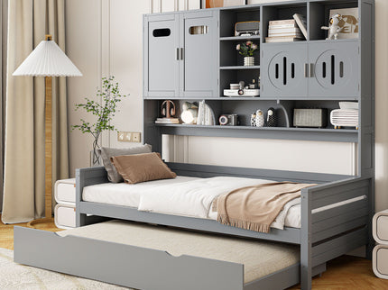 Daybed With All-In-One Cabinet And Shelf