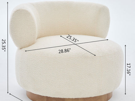Swivel Accent Chair With Curved Backrest For Home Decor - Beige