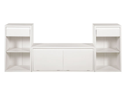 Entryway Storage Bench With Cushion, Drawers & Open Shelves