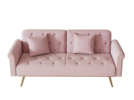 Luxurious Sofa Bed With Nail Head Trim And Matching Pillow