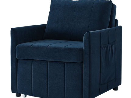 Upholstered Convertible Sleeper Sofa With 5 Position Backrest, Side Pockets, Storage