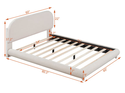 Upholstered Platform Bed With Thick Solid Frame And Stylish Curve-Shaped Design