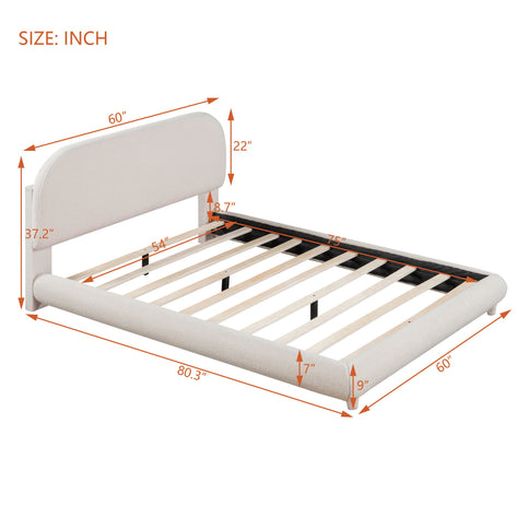 Upholstered Platform Bed With Thick Solid Frame And Stylish Curve-Shaped Design