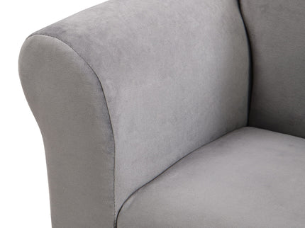 Kids Velvet Upholstered Chair With Ottoman For Comfortable Seating - Gray