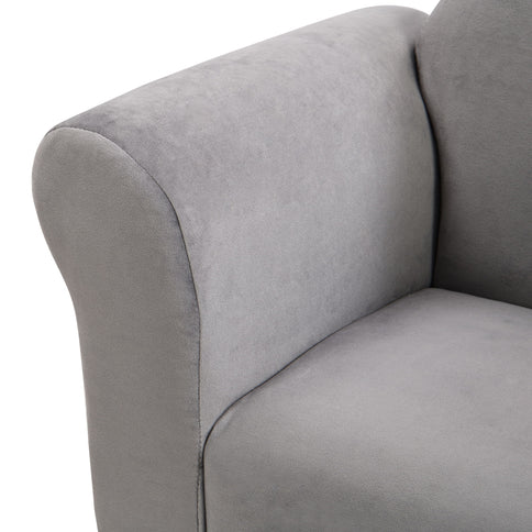 Kids Velvet Upholstered Chair With Ottoman For Comfortable Seating - Gray
