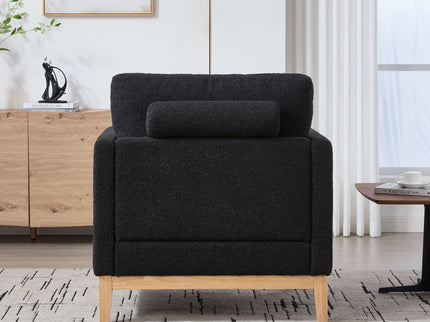 Wide Modern Performance Accent Chair With Natural Legs