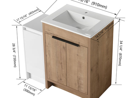 Freestanding Bathroom Vanity With Sink And Storage Cabinets, Soft Closing Doors