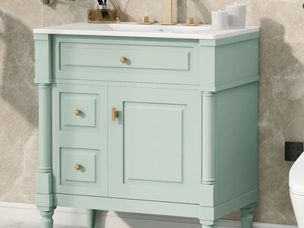 Modern Bathroom Vanity With Sink, Freestanding Cabinet With Flip Drawer & Adjustable Shelf