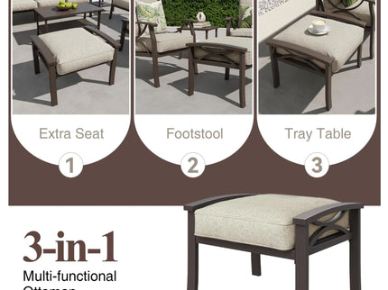 Modern All-Weather Ottomans With Cushions (Set of 2)