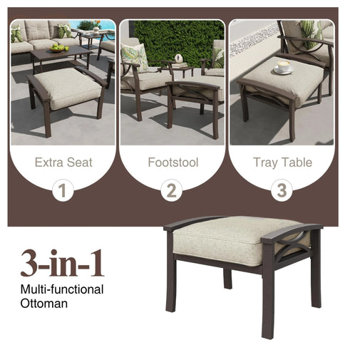 Modern All-Weather Ottomans With Cushions (Set of 2)