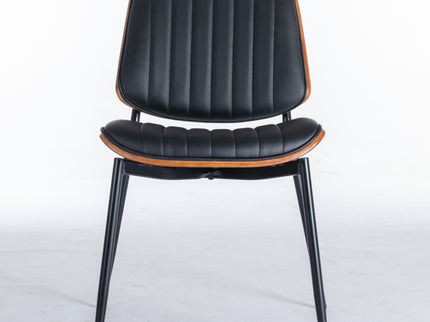 Dining Chairs (Set of 2) Mid-Century Modern Retro Chair With Walnut Bentwood Back Upholstered Seat Metal Legs Adjustable Foot For Kitchen Dining Room Chairs