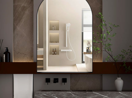 Arched Recessed Medicine Cabinet, Metal Framed Bathroom Wall Cabinet With Mirror And Adjustable Shelves, Wall Mirror With Storage For Bathroom
